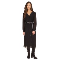 Michael Kors Women’s Kate Belted Button-Down Midi Dress, Black, P/Medium