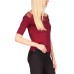  Womens Petite Lace-Trim Off-The-Shoulder Top, Burgundy, PS
