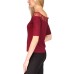  Womens Petite Lace-Trim Off-The-Shoulder Top, Burgundy, PS