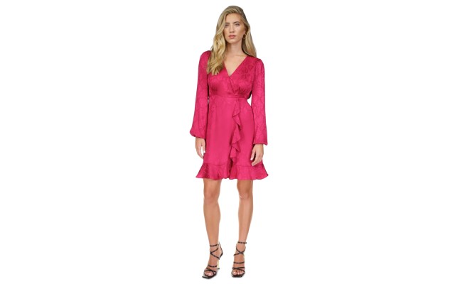  Womens Petites Snake Print Jacquard Petite Mini Dress, Pink, X-Small