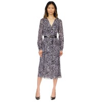 Michael Kors Womens Petites Zebra Print Work Day Wear Midi Dress, Black, M