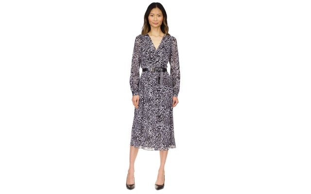  Womens Petites Zebra Print Work Day Wear Midi Dress, Black, M