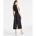  Women’s Rhinestone-Strap Surplice Jumpsuit, Black,P/ XL