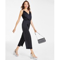Michael Kors Women’s Rhinestone-Strap Surplice Jumpsuit, Black,P/ XL