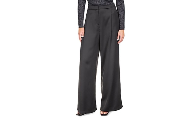  Women’s Satin Wide-Leg Pants – Black, 10