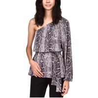 Michael Kors Women’s Snake One Shoulder Tunic, Malachite Grey, X-Small