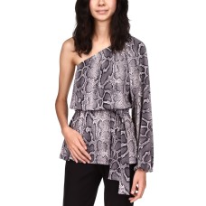 Michael Kors Women’s Snake One Shoulder Tunic, Malachite Grey, X-Small