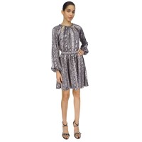 Michael Kors Women’s Snakeskin-Print Chain-Neck Dress, Regular & Petite – Black, X-Large