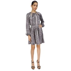 Michael Kors Women’s Snakeskin-Print Chain-Neck Dress, Regular & Petite – Black, X-Large
