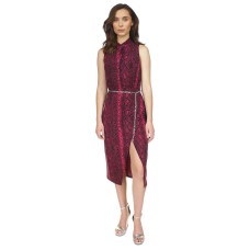 Michael Kors Women’s Snakeskin-Print  Sleeveless Dress – Deep Fuchsia, X-Large