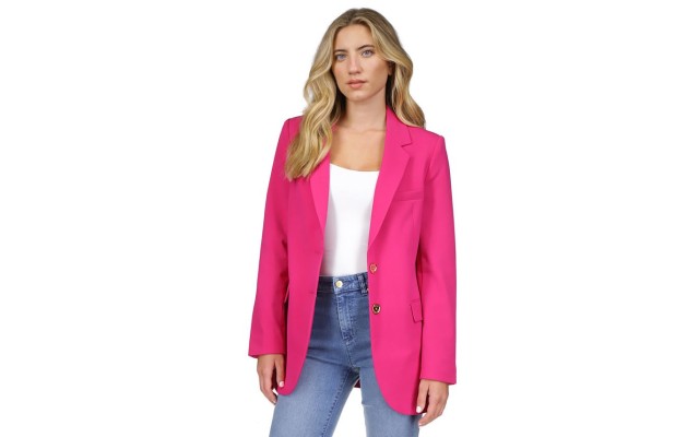  Women’s Two-Button Boyfriend Blazer, Regular & Petite – Deep Fuchsia, 4