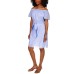 Michael  Cotton Spring Bud Off-The-Shoulder Dress, Blue, XLarge
