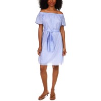 Michael Michael Kors Cotton Spring Bud Off-The-Shoulder Dress, Blue, XLarge