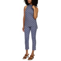 Michael Michael Kors Medallion-Print Split-Hem Tunic Top, XSmall, Blue