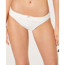 Michael Michael Kors Women’s Shirred Hardware Logo-Ring Bikini Swim Bottom (White, X-Large)