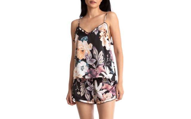  Lyric Floral Camisole Short Pajamas in Moody Blooms/Black, X-Large