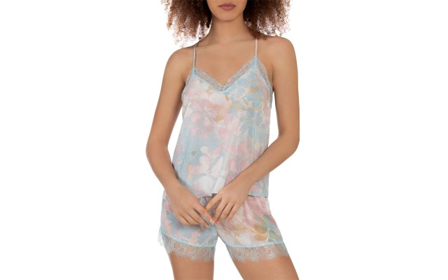 Midnight Bakery Women’sNikki Sunrise Floral Cami Top Set, 2 Piece, Cream, Large