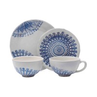 Mikasa Daniela  4-Piece Place Setting (Blue) (MISSING SALAD PLATE)