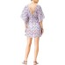  Womens Chevron Kimono Dress Swim Cover-Up, Purple, Small
