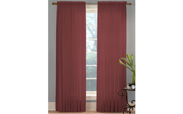  Angelica Sheer 95-inch Rod Pocket Curtain Panel, wine, 59 x 84