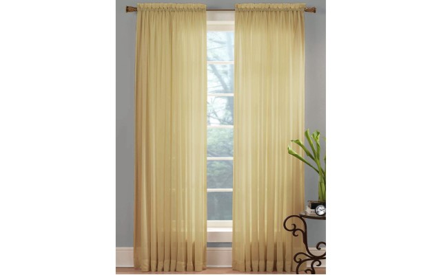  Angelica Sheer 95-inch Rod Pocket Curtain Panel, Beige, 59