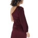  Womens One-Shoulder Peplum Top, Wine/S