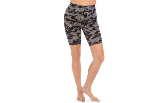  Athleisure Tummy-Control Bike Shorts, Camo Print, Small