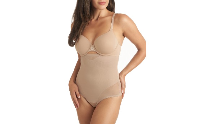  Women’s Extra Firm Tummy-Control High-Waist Sheer Thong 2778, Nude, Large