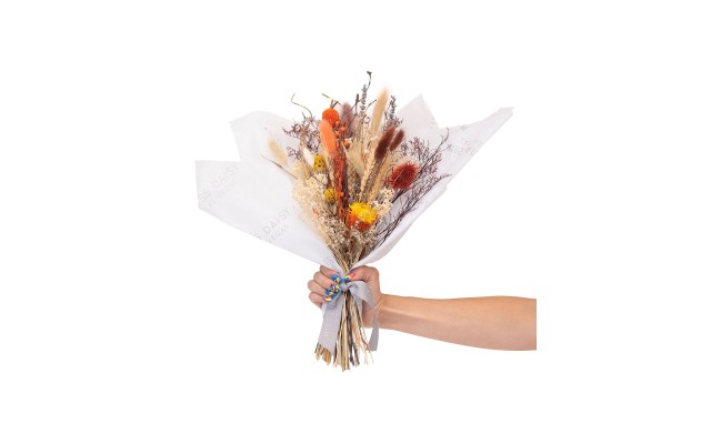 Miss Daisy Large Dried Floral Bouquet, Orange, 16″ x 12″