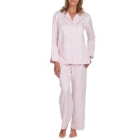 Miss Elaine Women’s 2-Pc. Striped Notched-Collar Pajamas Set, Pink, X-Large