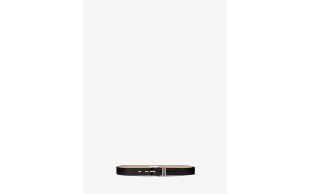MK Skinny Leather Waist Belt, Black, Small