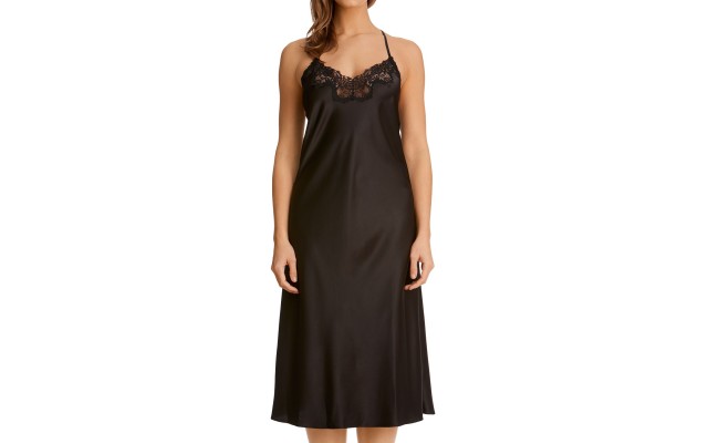 Monique Lhuillier x  Jolie Lace Trim Gown, Black, Small