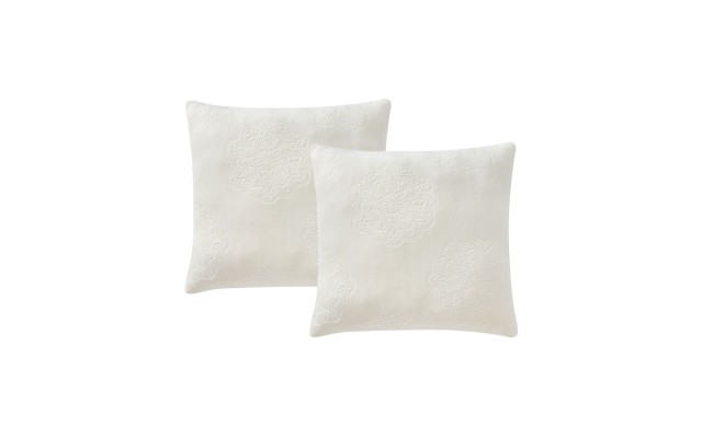  2pk 18″ Square Textured Decorative Pillows, Ivory