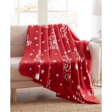Morgan Home Birch Trails Holiday Printed Fleece Throw, 50″ x 60″, Red
