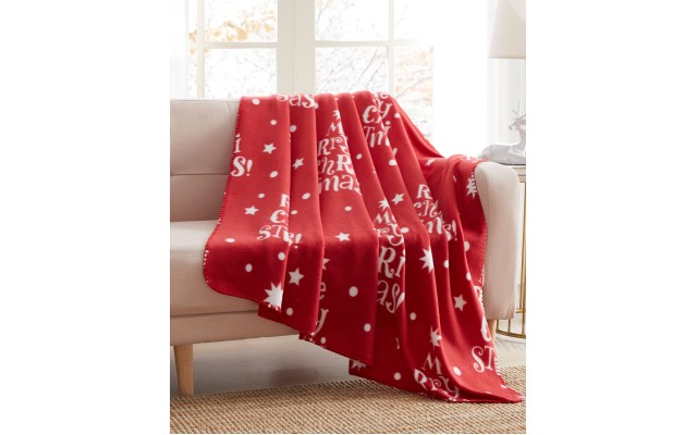  Birch Trails Holiday Printed Fleece Throw, 50″ x 60″, Red