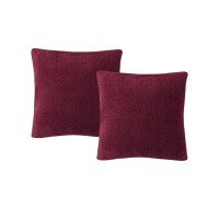 Morgan Home Birch Trails Solid Sherpa Set of 2 Decorative Pillows, 18″ x 18″, Red, 18 Xx18