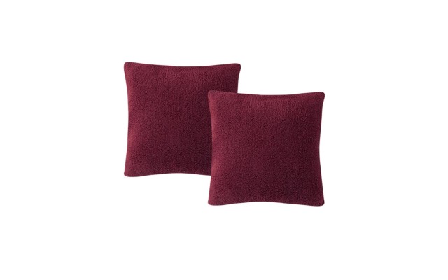  Birch Trails Solid Sherpa Set of 2 Decorative Pillows, 18″ x 18″, Red, 18 Xx18