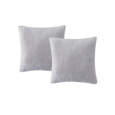 Morgan Home Birch Trails Solid Sherpa Set of 2 Decorative Pillows, 18″ x 18″