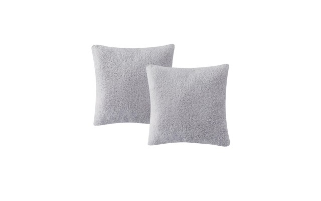  Birch Trails Solid Sherpa Set of 2 Decorative Pillows, 18″ x 18″, Gray, 18