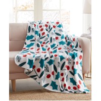 Morgan Home Holiday Printed Fleece Throw, Blue, 50×60