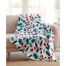 Morgan Home Holiday Printed Fleece Throw, Blue, 50×60