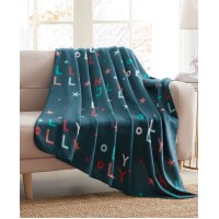 Morgan Home Holiday Printed Fleece Throws, Green, 50