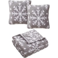 Morgan Home Holiday Prints 3 Pack Decorative Pillows & Throw, Gray