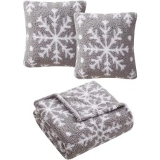 Morgan Home Holiday Prints 3 Pack Decorative Pillows & Throw, Gray