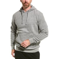 M.Singer Mens Reverse Teddy Hoodie, Gray, Large