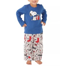 Munki Munki Matching Toddler Snoopy Holiday Family Pajama Set, Gray, 2T