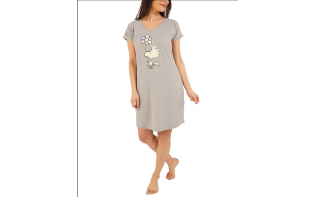  Peanuts Woodstock Sleep Shirt Nightgown, Gray, X-Small