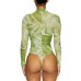  High-neck Tie-dyed Bodysuit, Green, X-Small