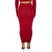  Solid Hourglass Midi Skirt, Burgundy, X-Small