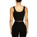  Womens Corset Crop Tank Top, Black/L